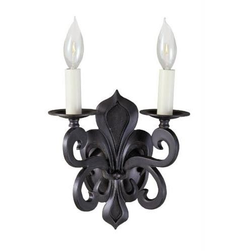 Quality Cast Brass Wall Sconce In Rust Finish - 2 Bulbs