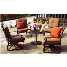 Darlee Palm Springs Pedestal Cast Aluminum Patio Tea Table Set With Cushions - 30 Inch Round