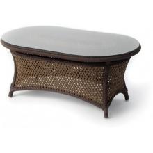 Lloyd Flanders Grand Traverse Oval Cocktail Table Woven Top With Lay On Glass