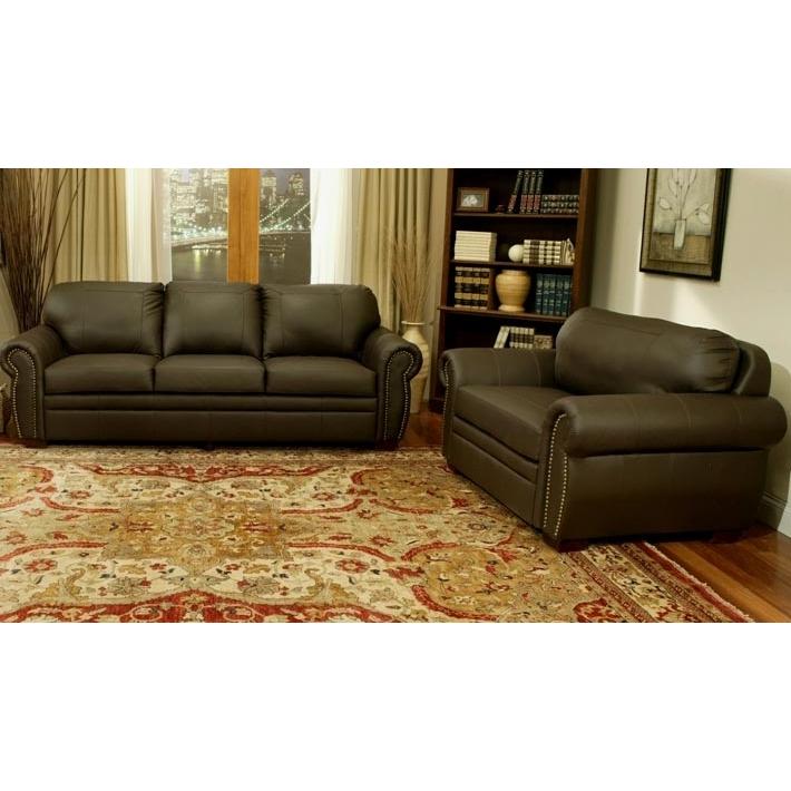 Abbyson Living Signature Premium Italian Leather Oversized Sofa And Chair Set