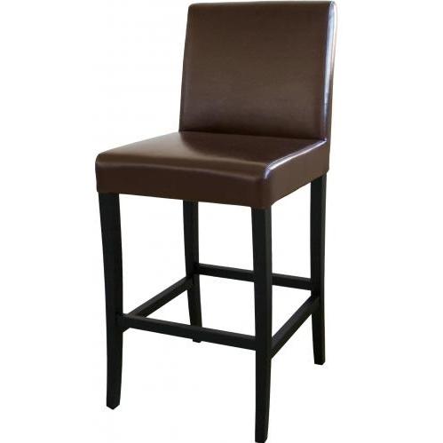 Quinn Leather Barstool In Dark Brown