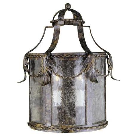 Iron Lanterns Collection Wall Mount Globe Light Fixture In Oxide Bronze Finish - 3 Bulbs