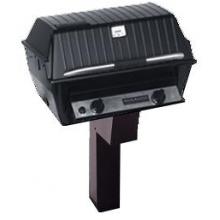 Broilmaster T3CW Deluxe Propane Gas Grill With Stainless Control Panel On Black In-Ground Post