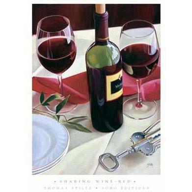 Sharing Wine - Red Poster Print