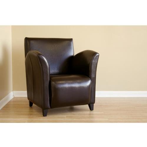 Dark Brown Full Leather Club Chair (Set Of 2).