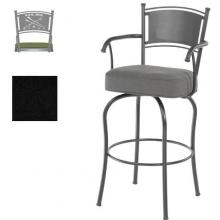 Garden Collection Bar Stool With BBQ Back - 26 Inch Seat With Arms - Black