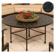 Windham Castings Cast Aluminum Round Woven Top Patio Lounge Table, Black