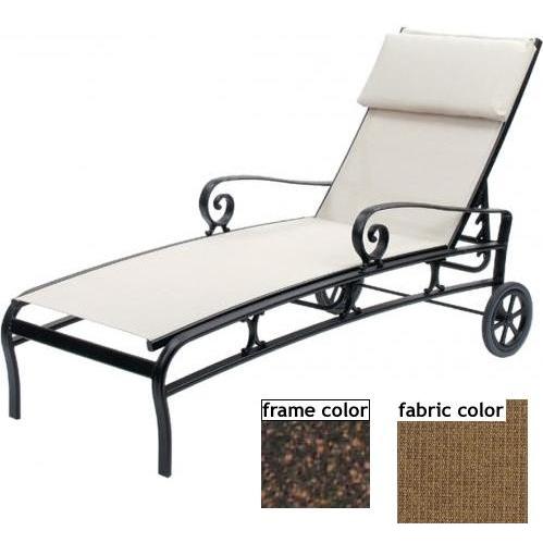 Suncoast Soleil Sling Chaise Lounge With Wheels - Mahogany Frame And Raku Fabric