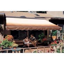 Sunsetter Pro Motorized Awning (10 Ft / Coffee Stripe) With Traditional Laminated Fabric With Left Mounted Moter And Wall Bracket