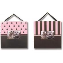 Dots And Stripes Frame Set-Brown/Pink