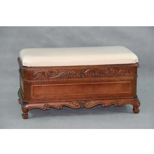 International Caravan Carved Wood Carved Trunk With Cushion Top - 3857 International Caravan Carved Wood Carved Trunk With Cushion Top - 3857