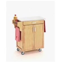 Home Styles Small Kitchen Cart With Vinyl Top - White/Natural
