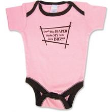 Does This Diaper Make My Butt Look Big Message Bodysuit - 3 Month - Pink W/ Brown Trim