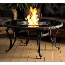 Outdoor GreatRoom Company 42 Inch Natural Gas Chat Fire Pit Table With Black Glass Top