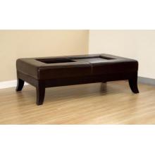 Penn Leather Functional Storage Ottoman/Accent Table In Dark Brown