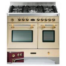 Fratelli Onofri Royal Chiantishire Dual Fuel Range Double Oven, 120V - Burgundy/Brass
