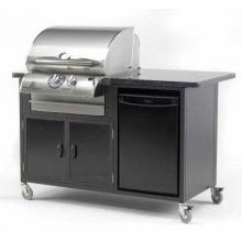 Outdoor GreatRoom Company Complete Deluxe Rock N Roll Island With Professional Gourmet Natural Gas Grill Honeycomb Granite Top And Glass Doors