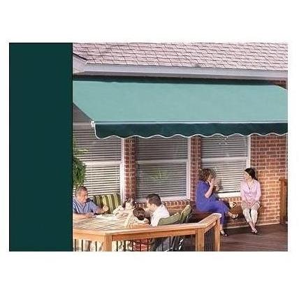 Sunsetter Pro Motorized Awning (18 Ft / Solid Evergreen) With Traditional Laminated Fabric With Left Mounted Moter And Wall Bracket