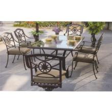 Darlee Ten Star Glass Top Cast Aluminum Patio Dining Set With Cushions - 72 Inch Rectangular