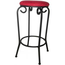 International Caravan 28 Inch Round Iron Barstool With Jave Micro-Suede Cover, Set Of 2 - Red