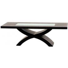Diamond Sofa 51 Inch Rectangle Cocktail Table With Crackled Glass Inset And X-Shaped Base - Dark Walnut