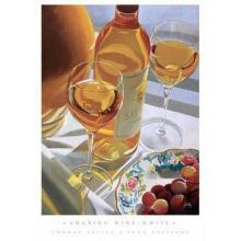 Sharing Wine - White Poster Print