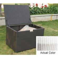 Alfresco Home Grand Cayman Small Wicker Outdoor Storage Box, Rectangular - Alabaster