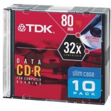 TDK CDR80M10 80-MIN/700 MB DATA CD-RS IN SLIM JEWEL CASES (10 PK)