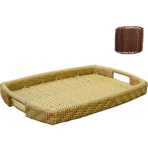 North Cape Catalina Resin Wicker Small Tray - Antique Wash