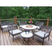 Oakland Living Stone Art 7 Piece Tacoma Deep Seating Conversation Set With Copper Fire Pit - 42 Inch