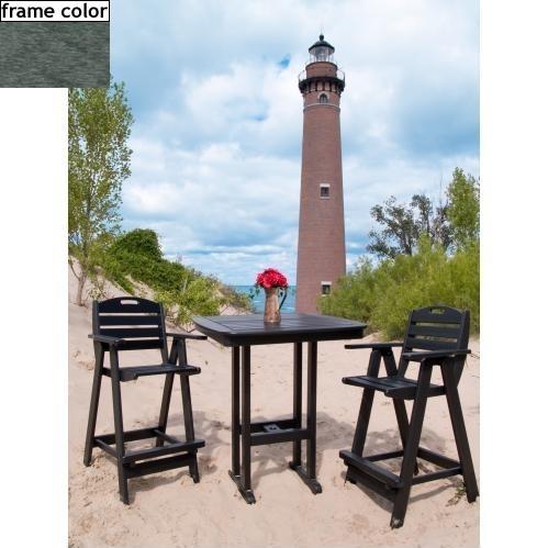 Poly-Wood Recycled Plastic Wood Nautical Patio Bar Set - 37 Inch Square