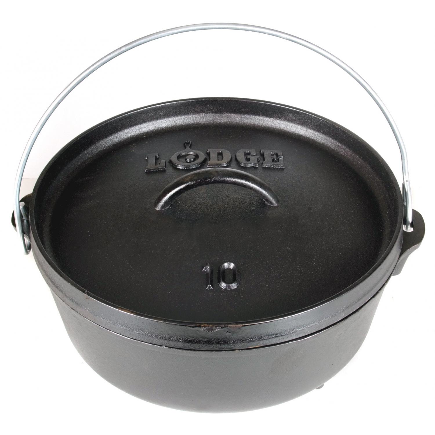 Lodge 4 Quart Seasoned Cast Iron Camping Dutch Oven - L10CO3