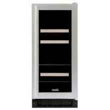Marvel Wine & Beverage Cooler, 15 Inches - Black Cabinet, Stainless Frame Glass Door