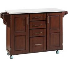 Home Styles Large Kitchen Cart With Vinyl Top - White/Medium Cherry