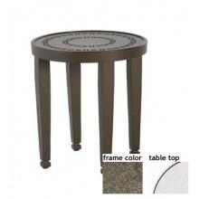 Hudson 18 Inch Aluminum Round Side Table - Glass With Scavo Bronze Frame