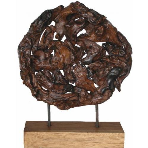 Groovy Stuff Teak Wood Root Piece Disc On Stand - WA-177