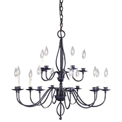 Urban Colonial Collection Chandelier In Rust Finish - 15 Bulbs