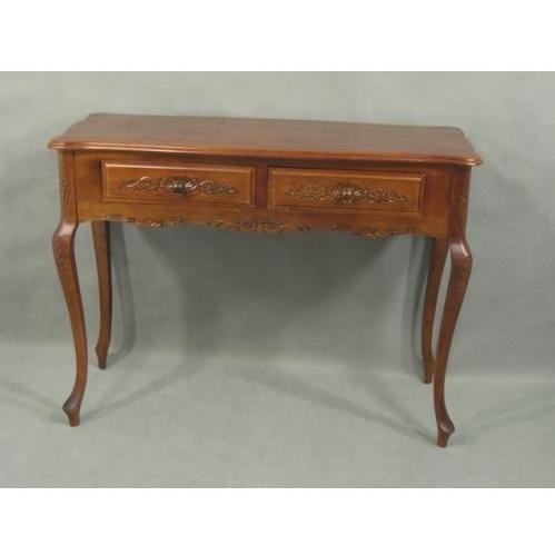 International Caravan Carved Wood 2 Drawer Hall Table