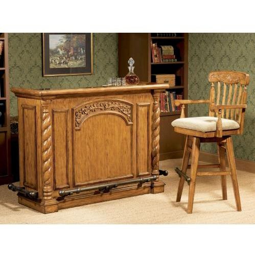 Powell Furniture Woodland Oak Traditional Bar With Wood Framed Marble Top