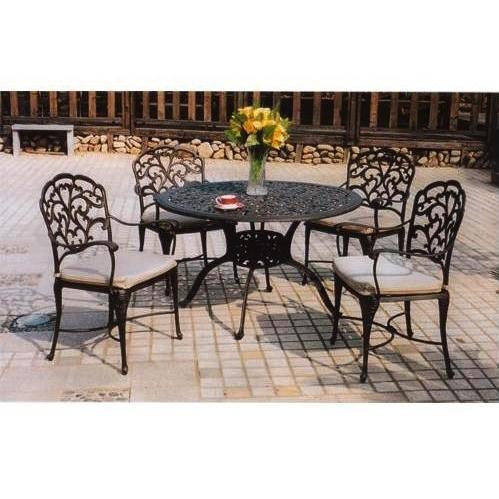 Darlee Catalina Cast Aluminum Patio Table Set With Cushions - 48 Inch Round
