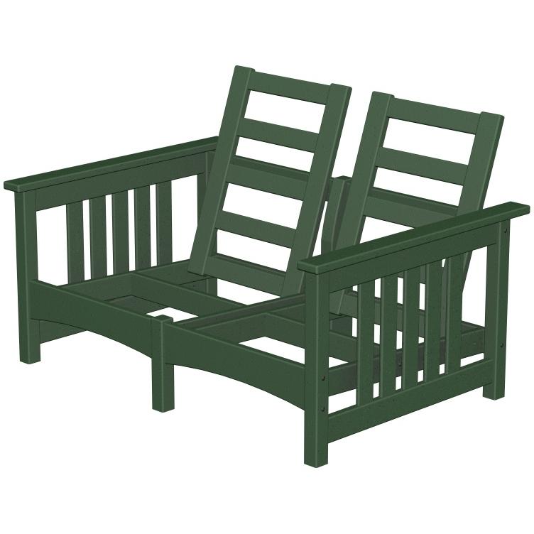 Poly-Wood Recycled Plastic Wood Club Mission Loveseat - Cushion Included