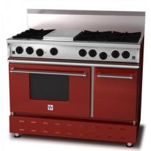 BlueStar Range RNB 48 Inch Natural Gas Range With 12 Inch Charbroiler - Ruby Red