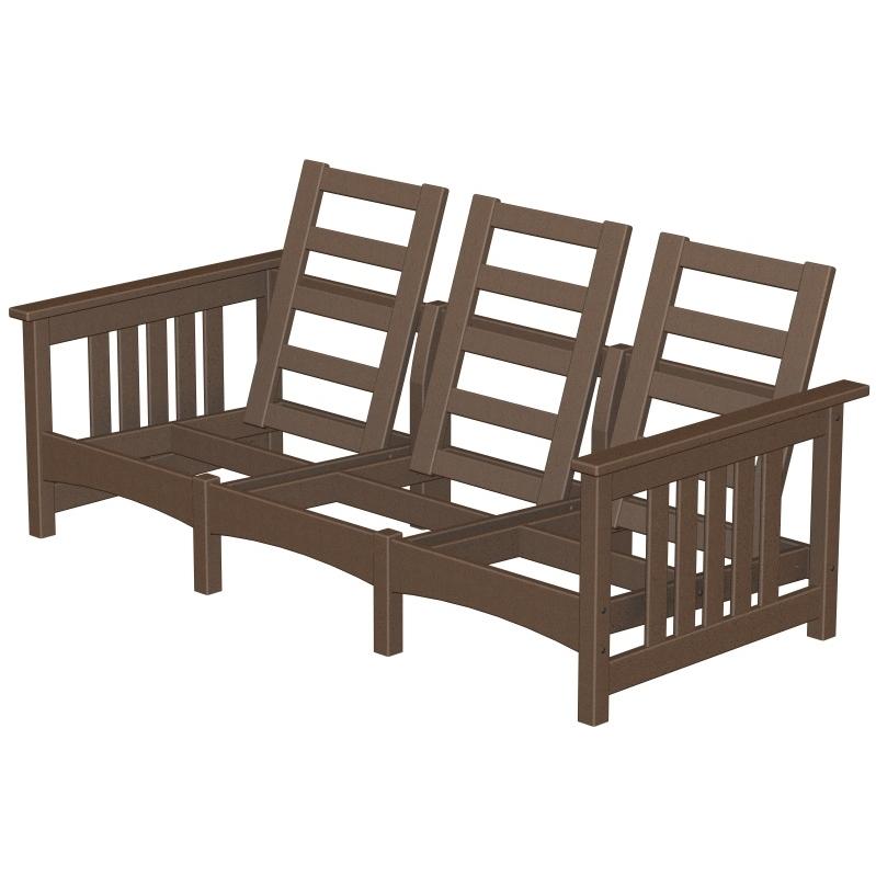 Poly-Wood Recycled Plastic Wood Club Mission Sofa - Cushion Included