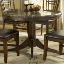 Hillsdale Patterson Round Marble Pedestal Dining Table With Marble Top - Dark Oak