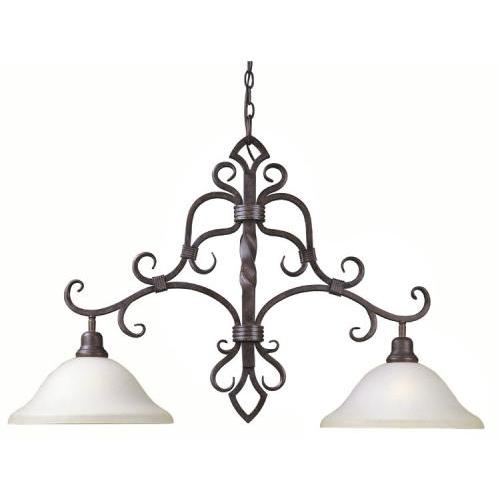 World Imports San Marino Collection Hanging Two Light Fixture In Antique Oak Finish - 2 Bulbs - 8210-35