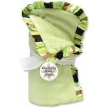 Embroidered Giggles Stripe Ruffle Velour Baby Blanket