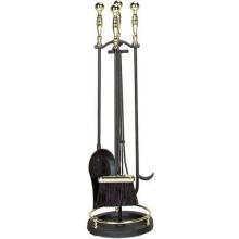 UniFlame 5 Piece Triple Plated Polished Brass/Black Fireset