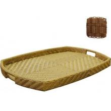 North Cape Catalina Resin Wicker Woven Tray - Walnut