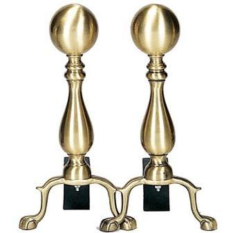 UniFlame Solid Antique Brass Medium Ball Andirons