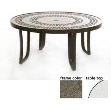 Ellington 42 Inch Aluminum Round Lounge Table - Glass With Scavo Bronze Frame